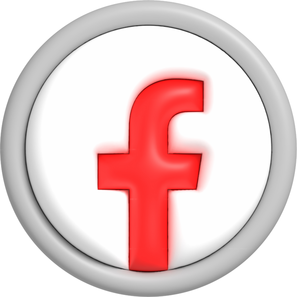 Social media button with red icon inside, Mobile application for sharing with other people 3D render png