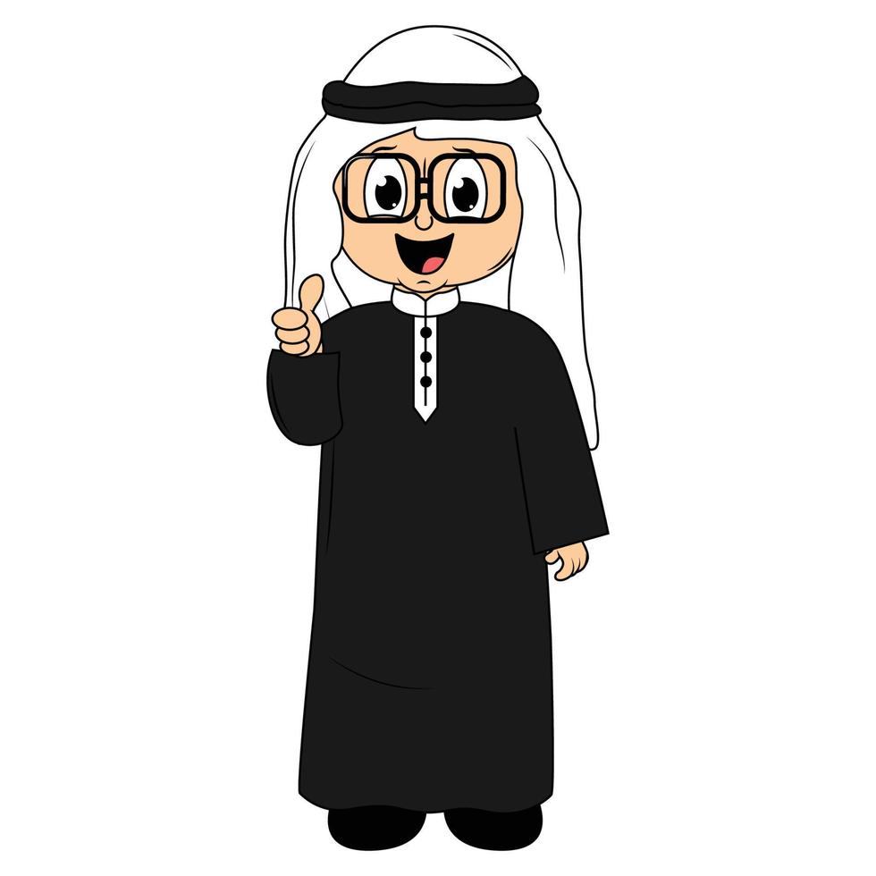 happy muslim kid carttoon illustration vector