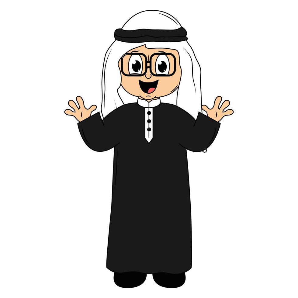 happy muslim kid carttoon illustration vector