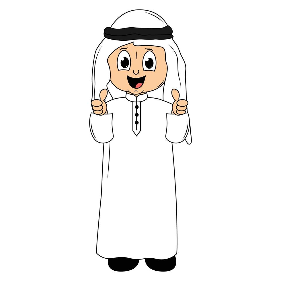 happy muslim kid carttoon illustration vector
