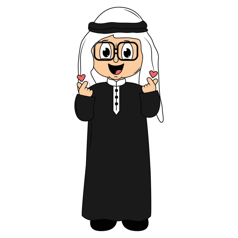 happy muslim kid carttoon illustration vector