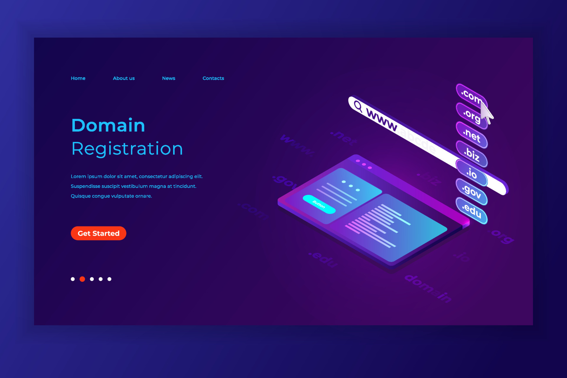 Domain Registration Isometric Web Banner Website Name Url Address 3d 