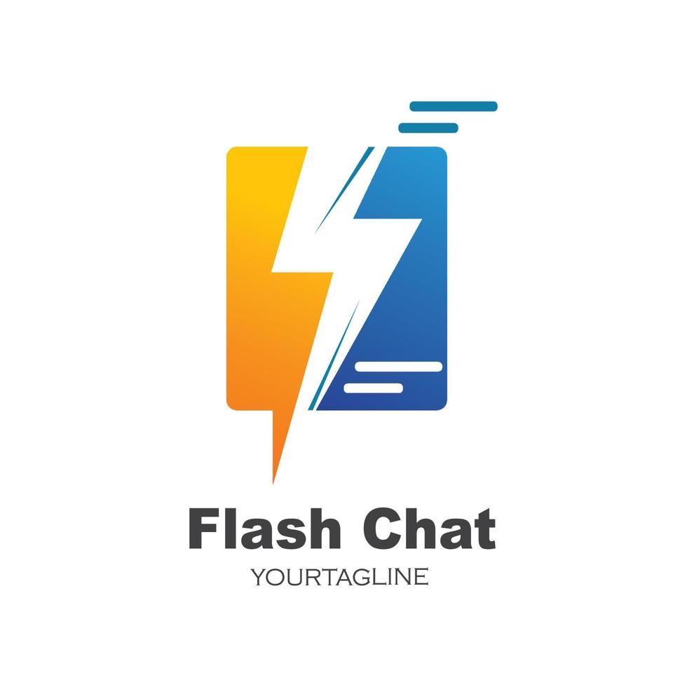 Ilustración de vector de icono de logotipo de mensaje de chat flash