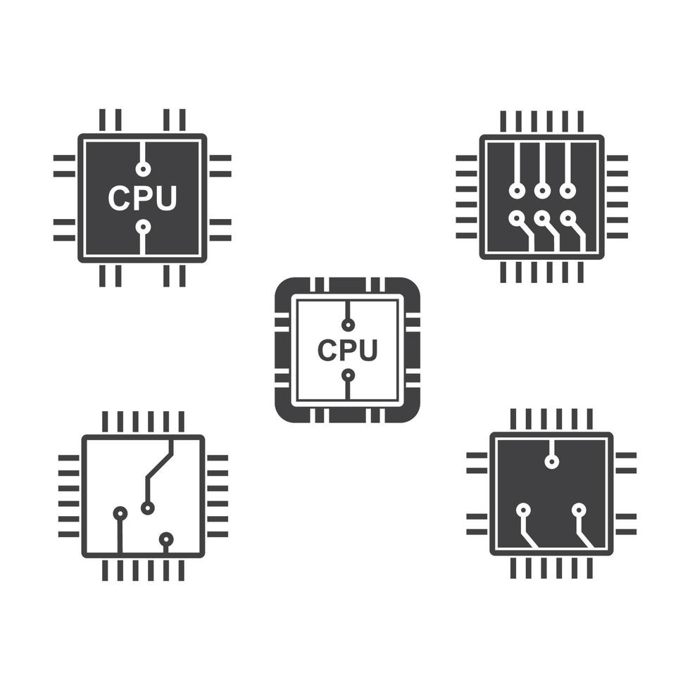 línea de placa de circuito, cpu, vector de ilustración de logotipo de icono de chip