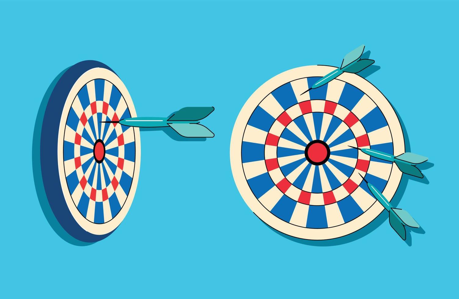 darts and darts board vector illustration