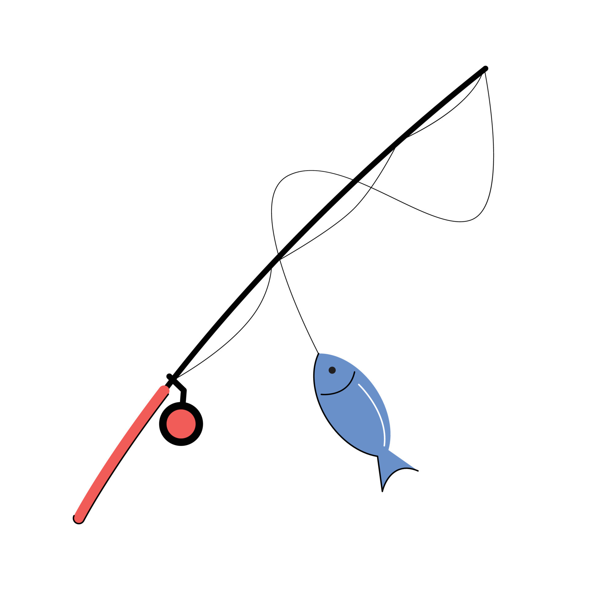fishing rod with fish isolated vector illustration 18913765 Vector Art at  Vecteezy
