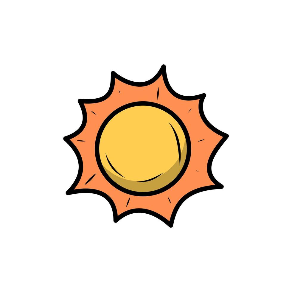 ilustración de vector de sol con un lindo estilo dibujado a mano aislado sobre fondo blanco