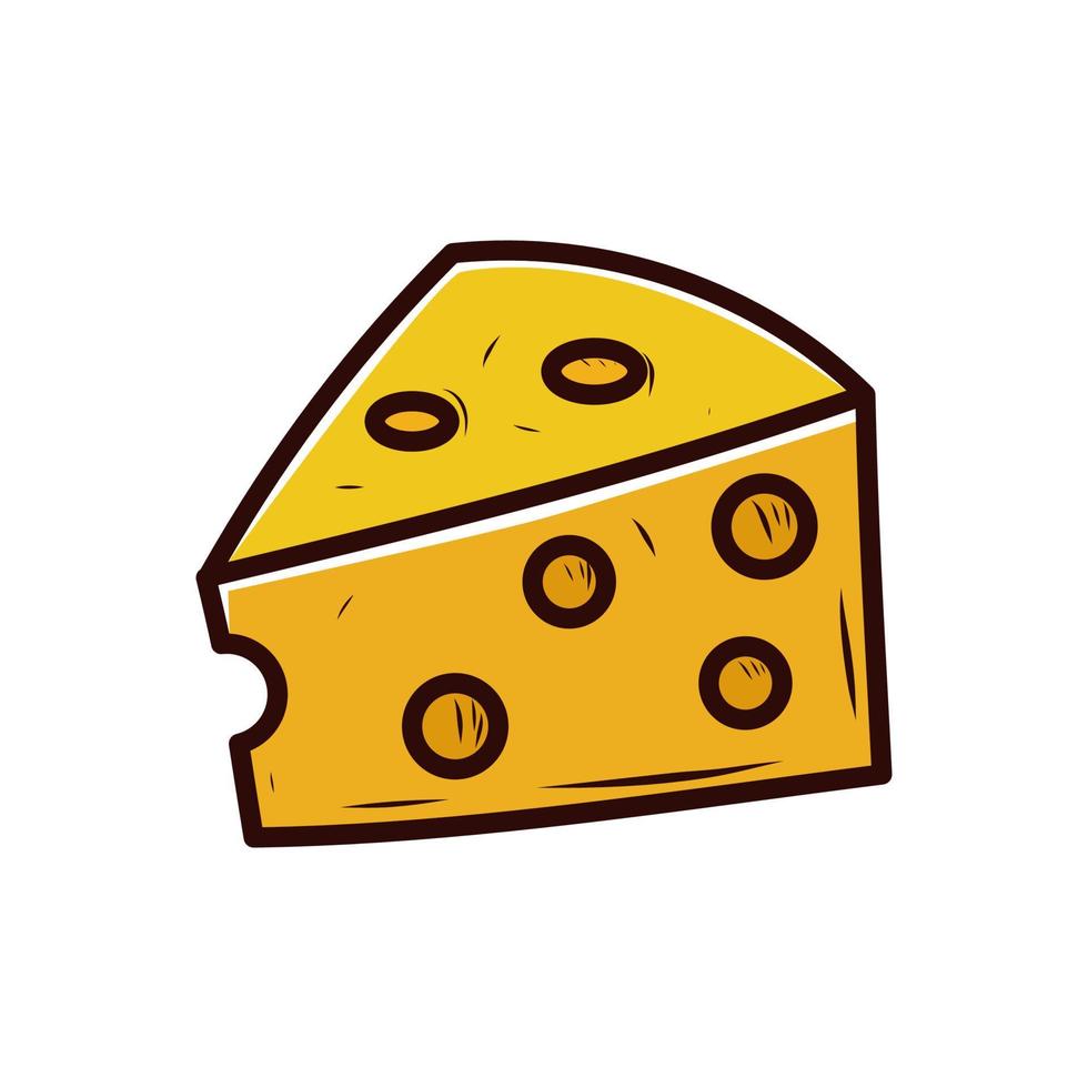 ilustración de vector de queso con estilo colorido dibujado a mano aislado sobre fondo blanco