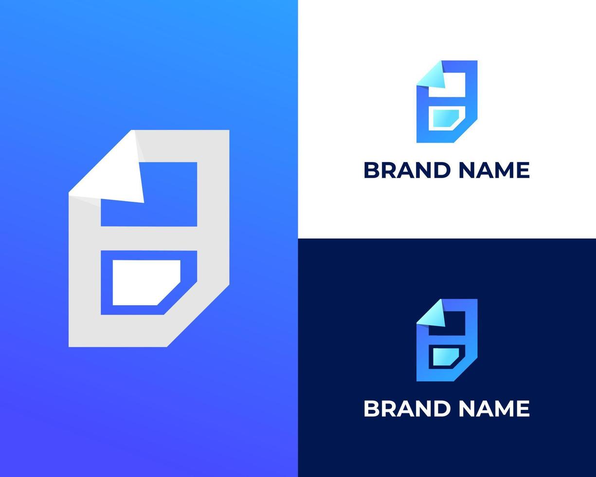 Folded Paper Letter Logo Design B vector
