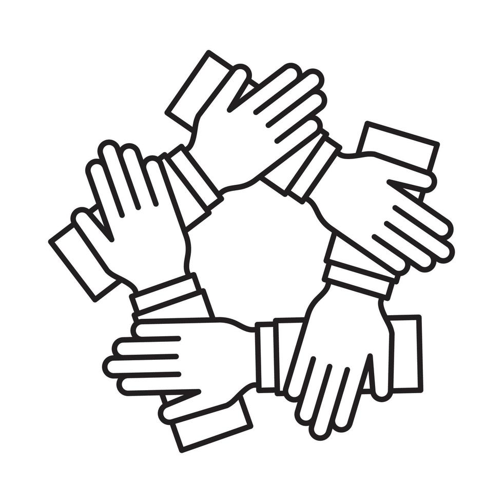 Ilustración de vector de diseño plano de icono de cinco manos.