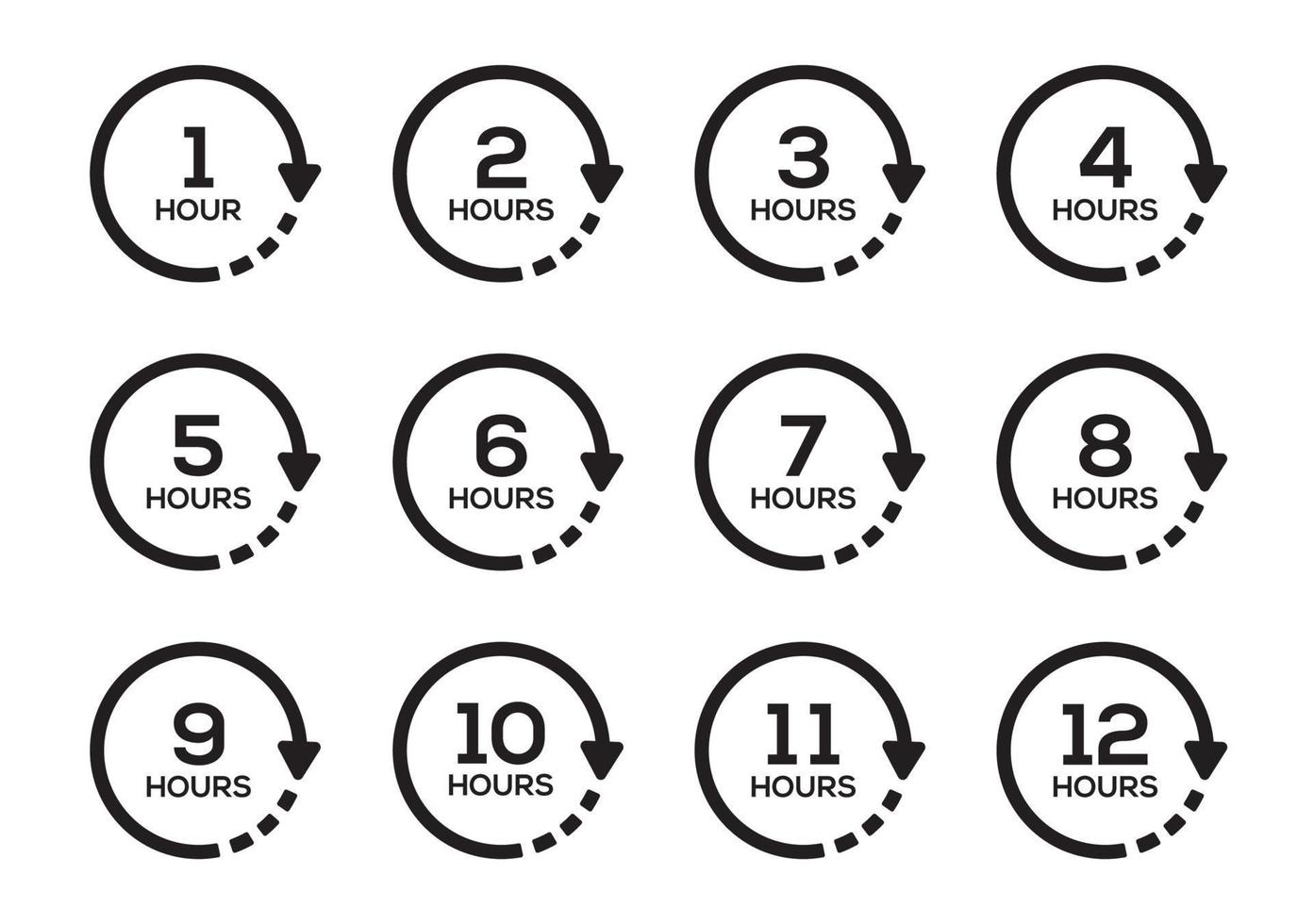 Set of timer icon flat design vector illustration.