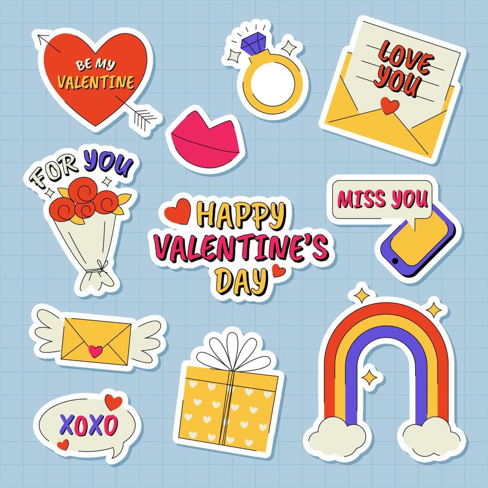 Valentine's Day Note Stickers Collection vector