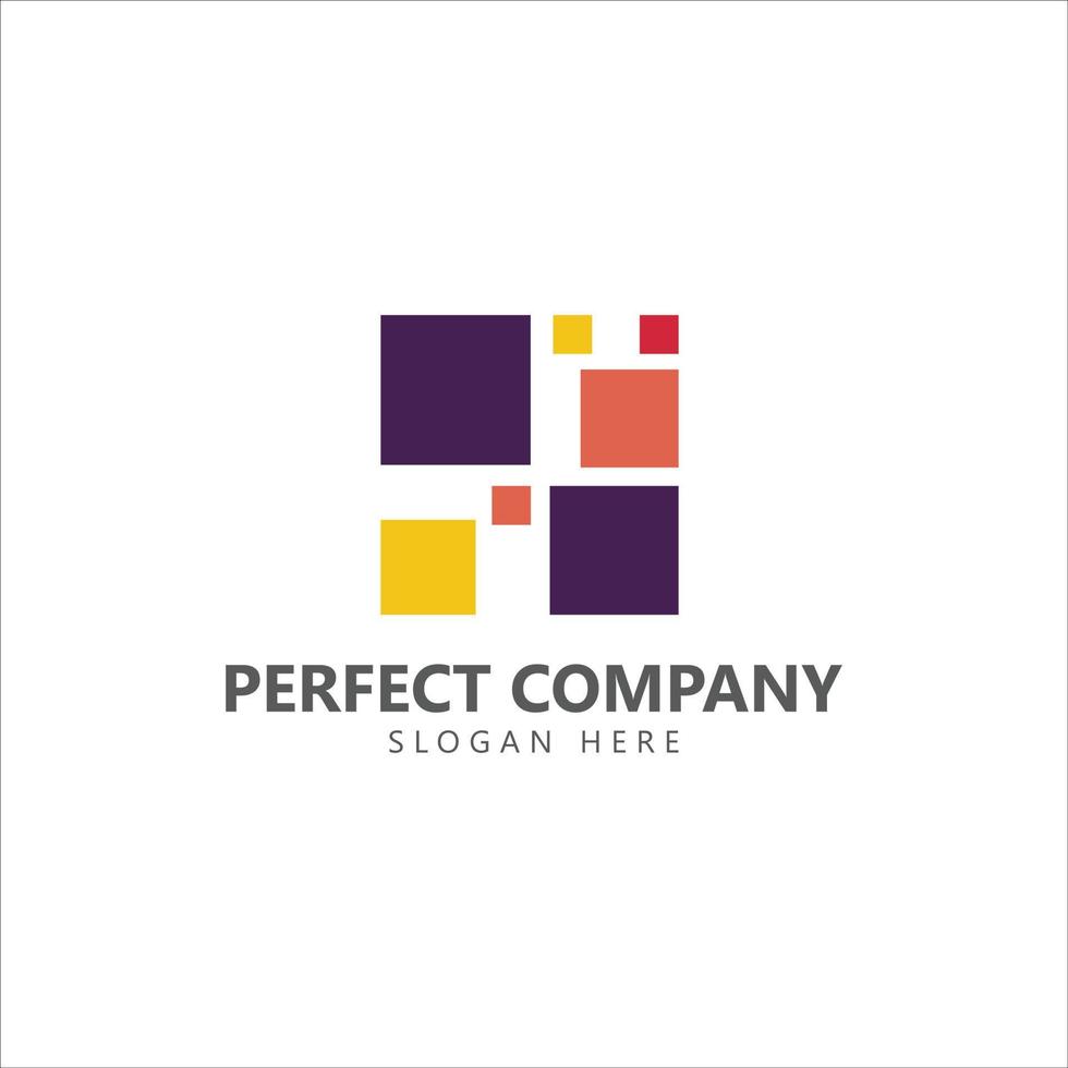 El colorido logotipo vectorial cuadrado consta de cuadrados más pequeños. logotipo para marca, industria, negocio, tecnología, empresa, aplicaciones y organización. vector