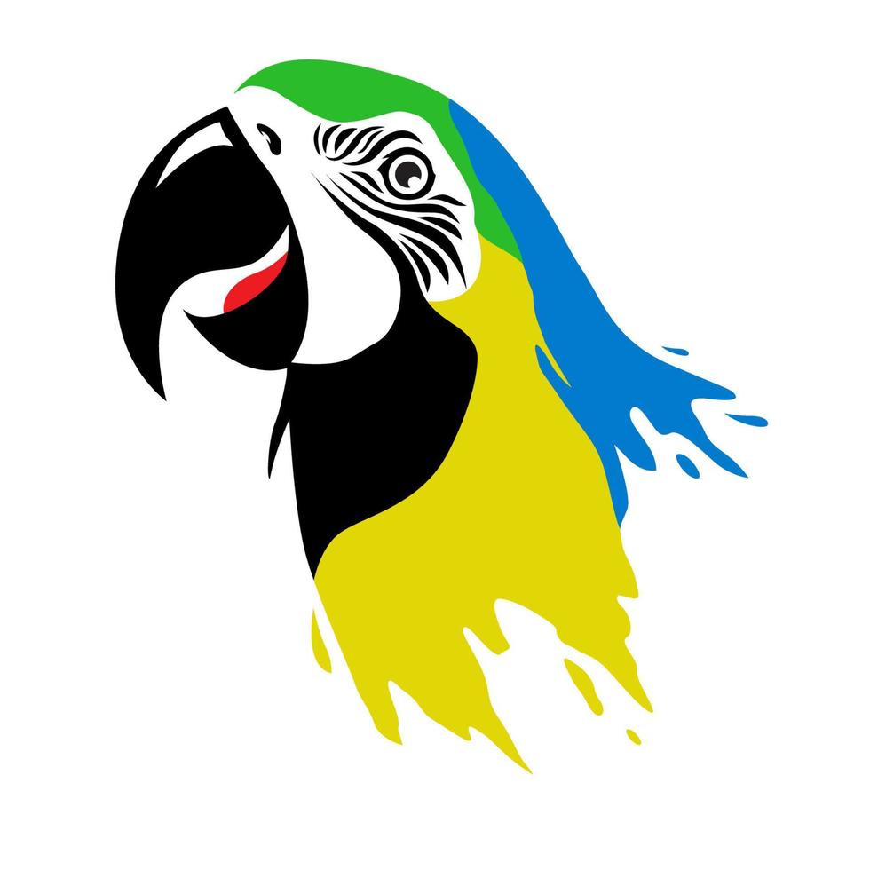 macaw bird in brush paint stroke style vector