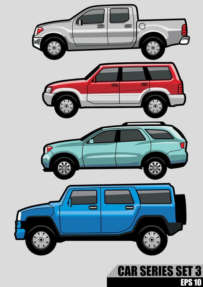 suv and truck car collection vector