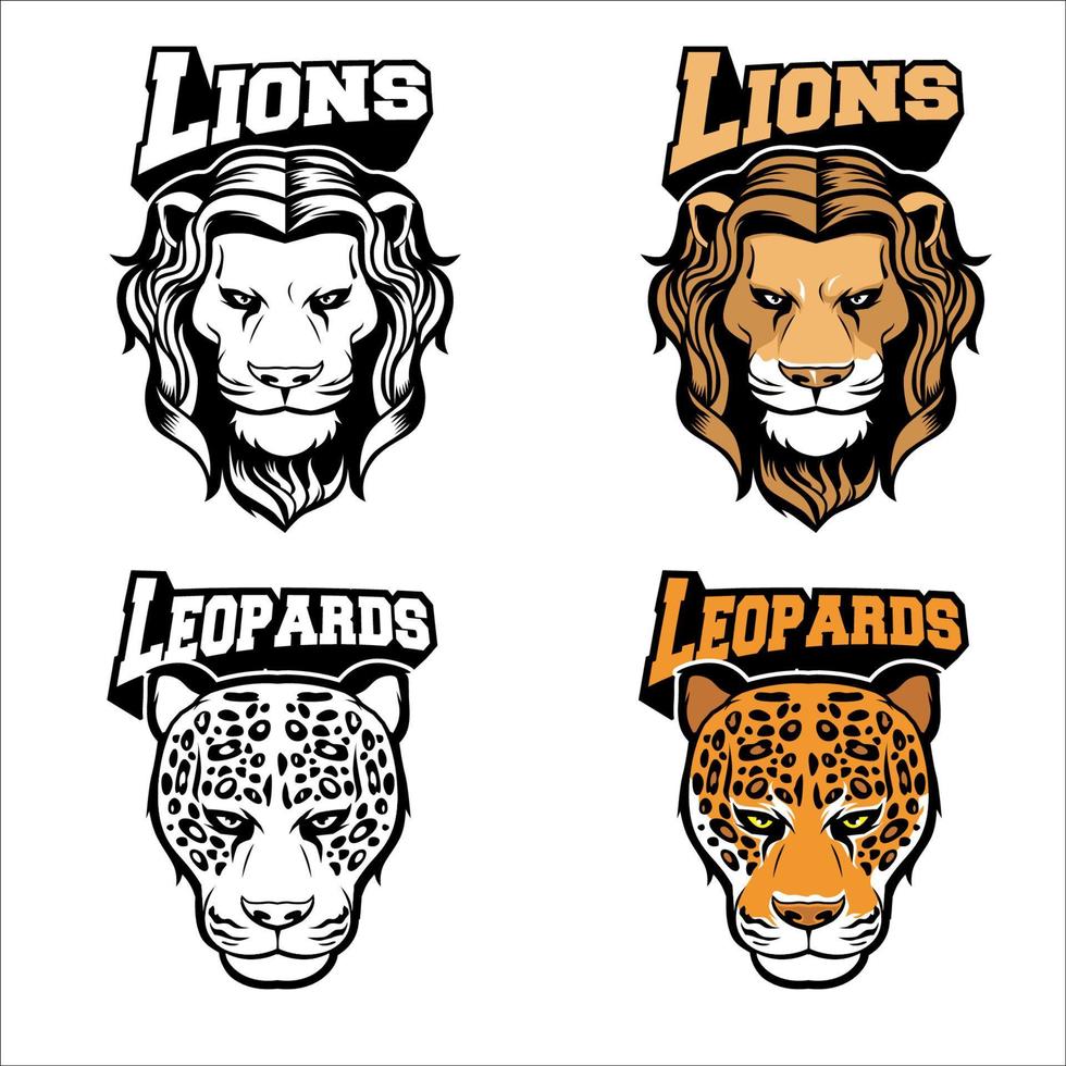 SET OF BIG CAT MASCOT vector