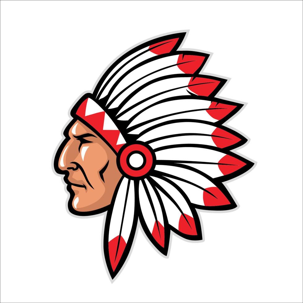 indian head mascot logo vector