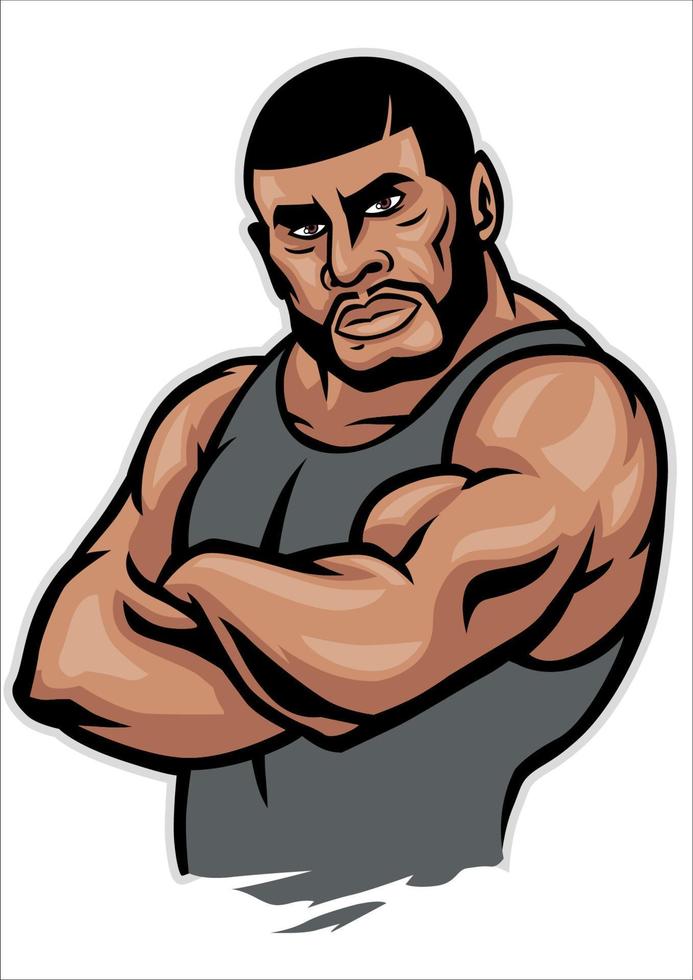 muscular man crossed arm pose vector