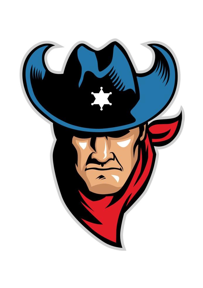cowboy head mascot logo style vector