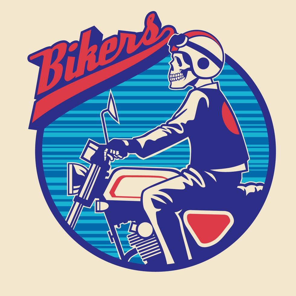 skull rider ride a motor cycle vector