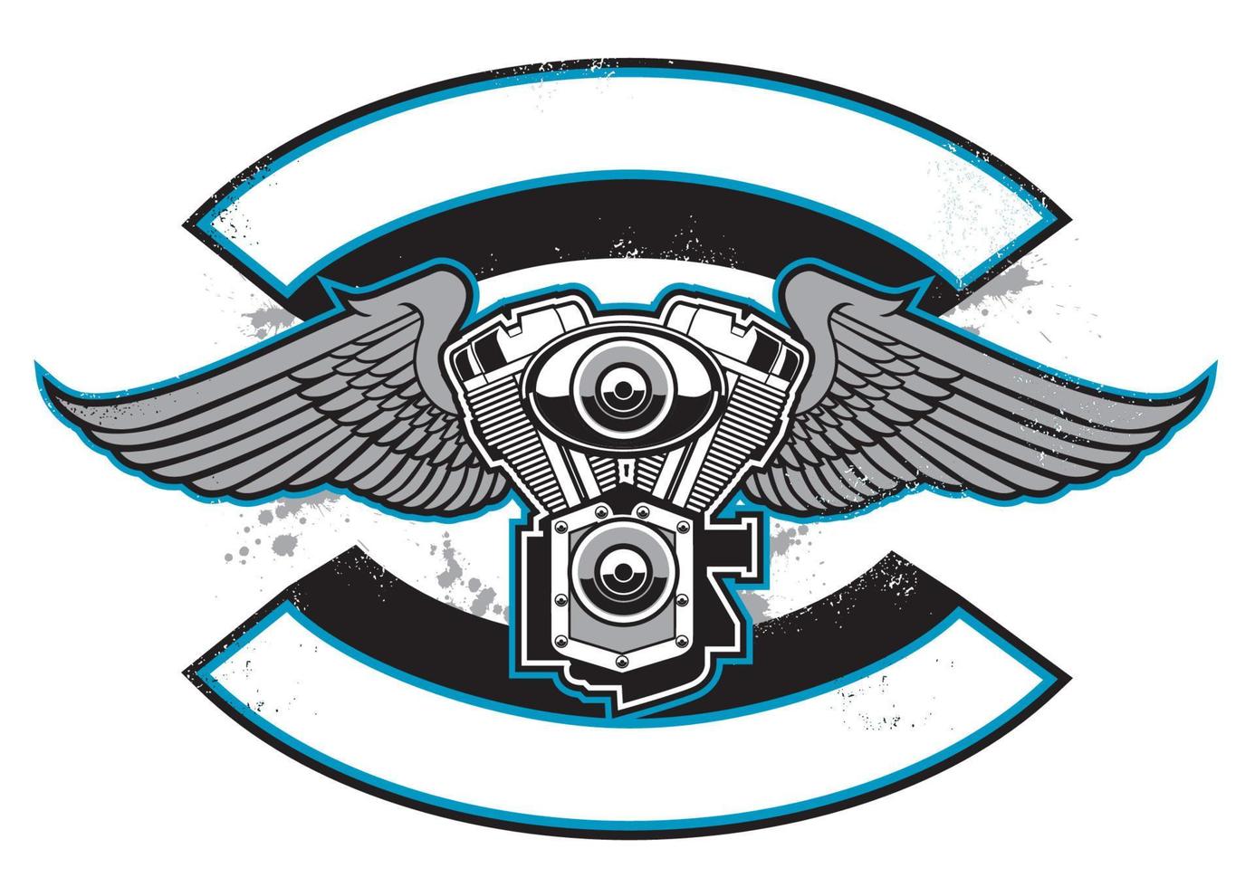 insignia del club de motos con motor y alas vector