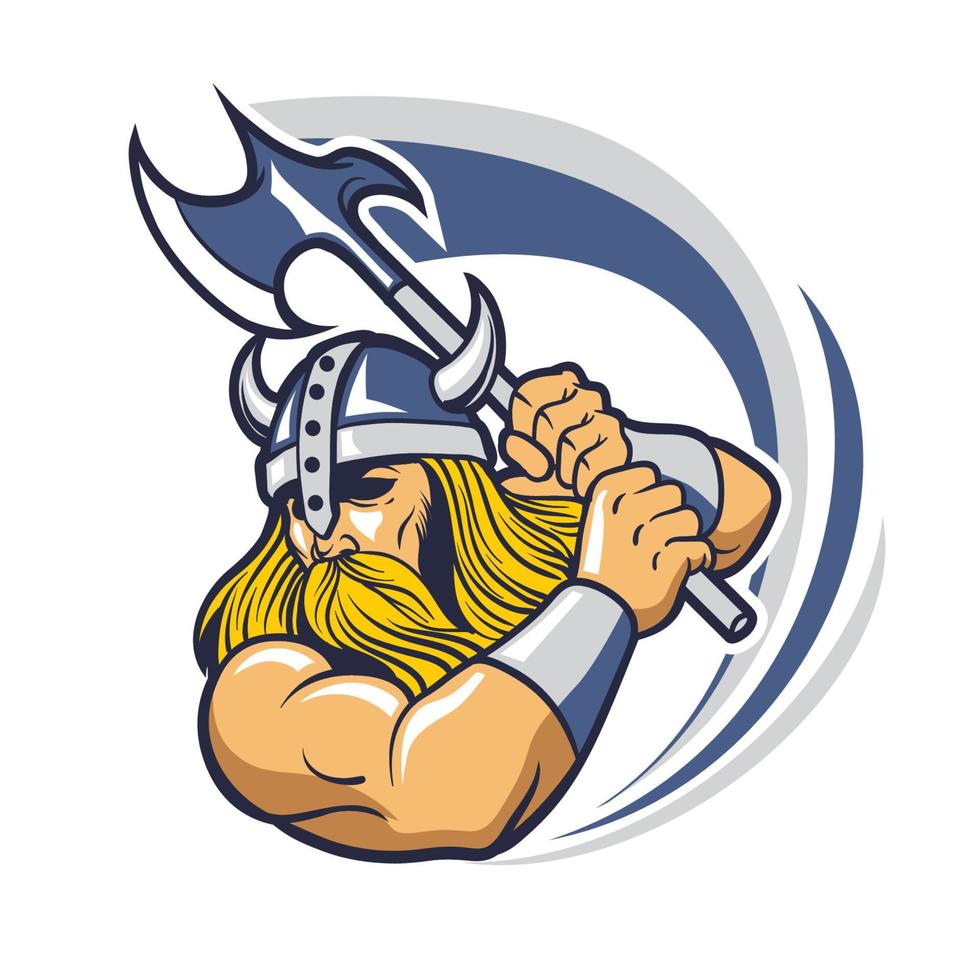 Viking warrior Mascot swinging the axe vector