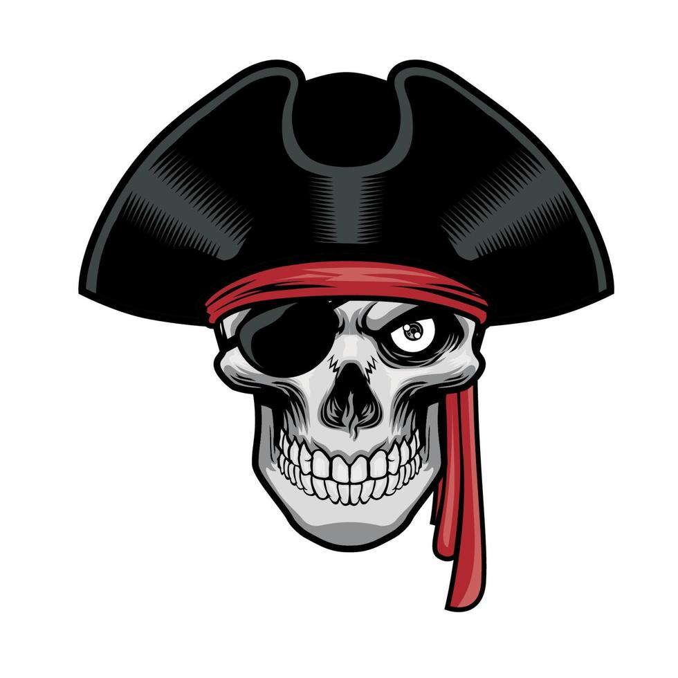 cabeza de calavera de pirata vector