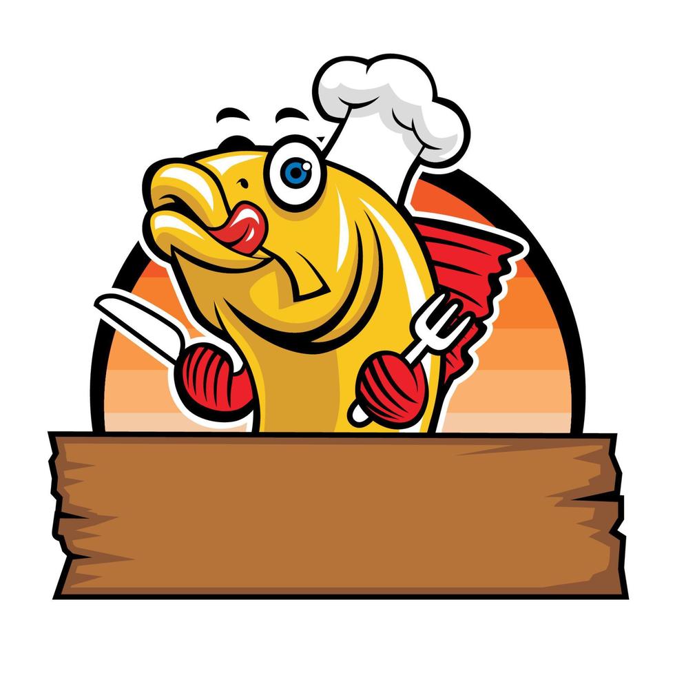 cartoon of fish chef vector