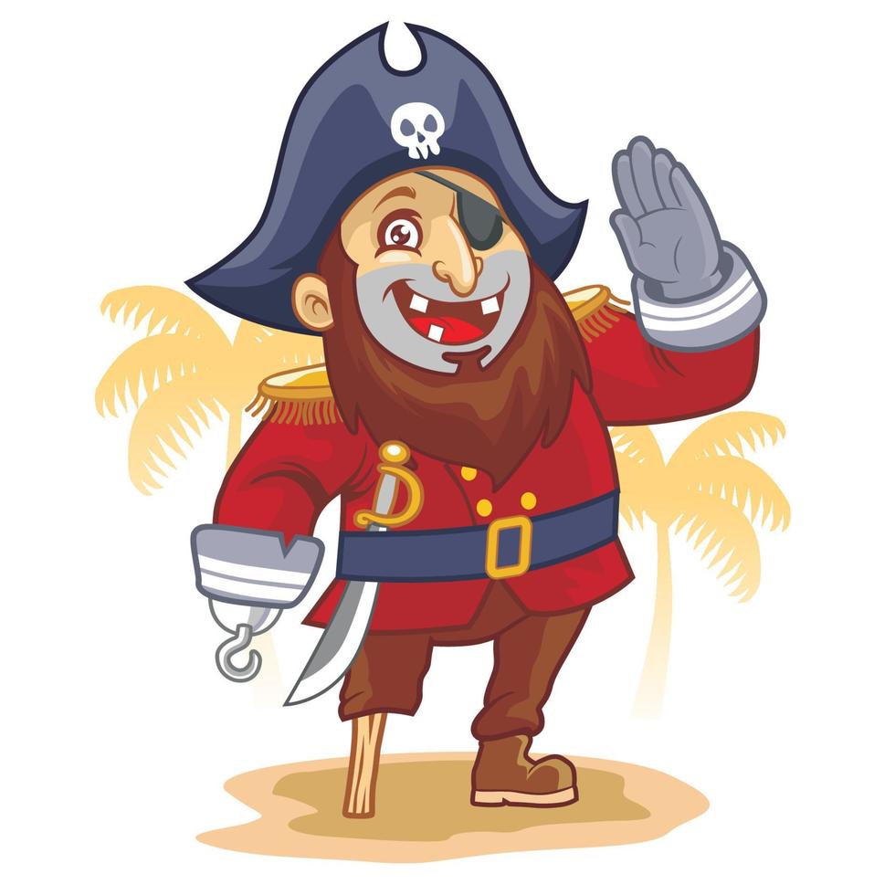 dibujos animados de saludo pirata vector