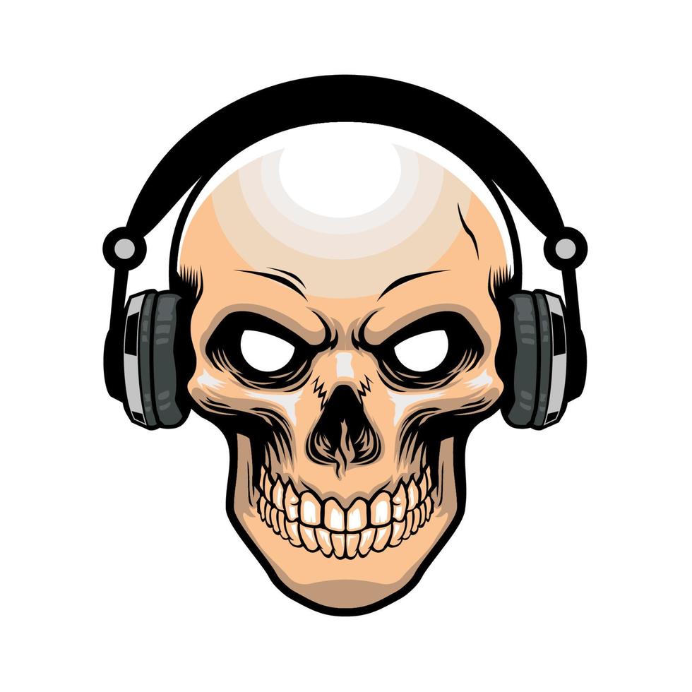 skull wearing headphone vector