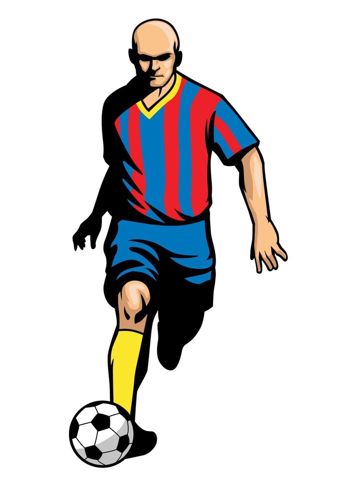 soccer player dribbling ball vector