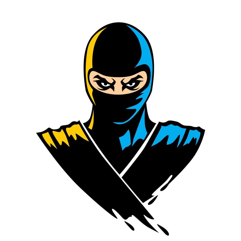 ninja mascot in paint effect vector