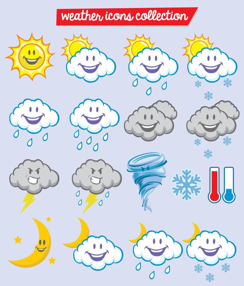 conjunto de caracteres de objetos meteorológicos vector