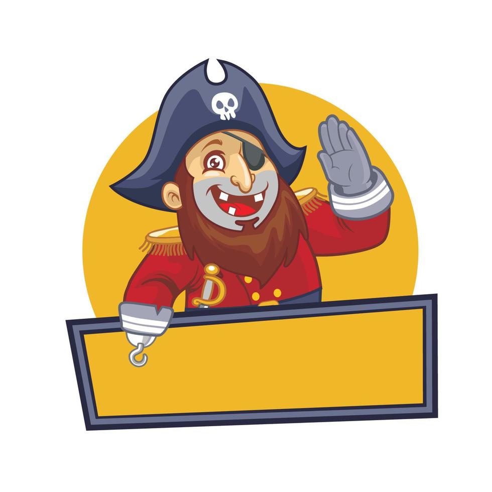 saludo pirata con cartel en blanco vector