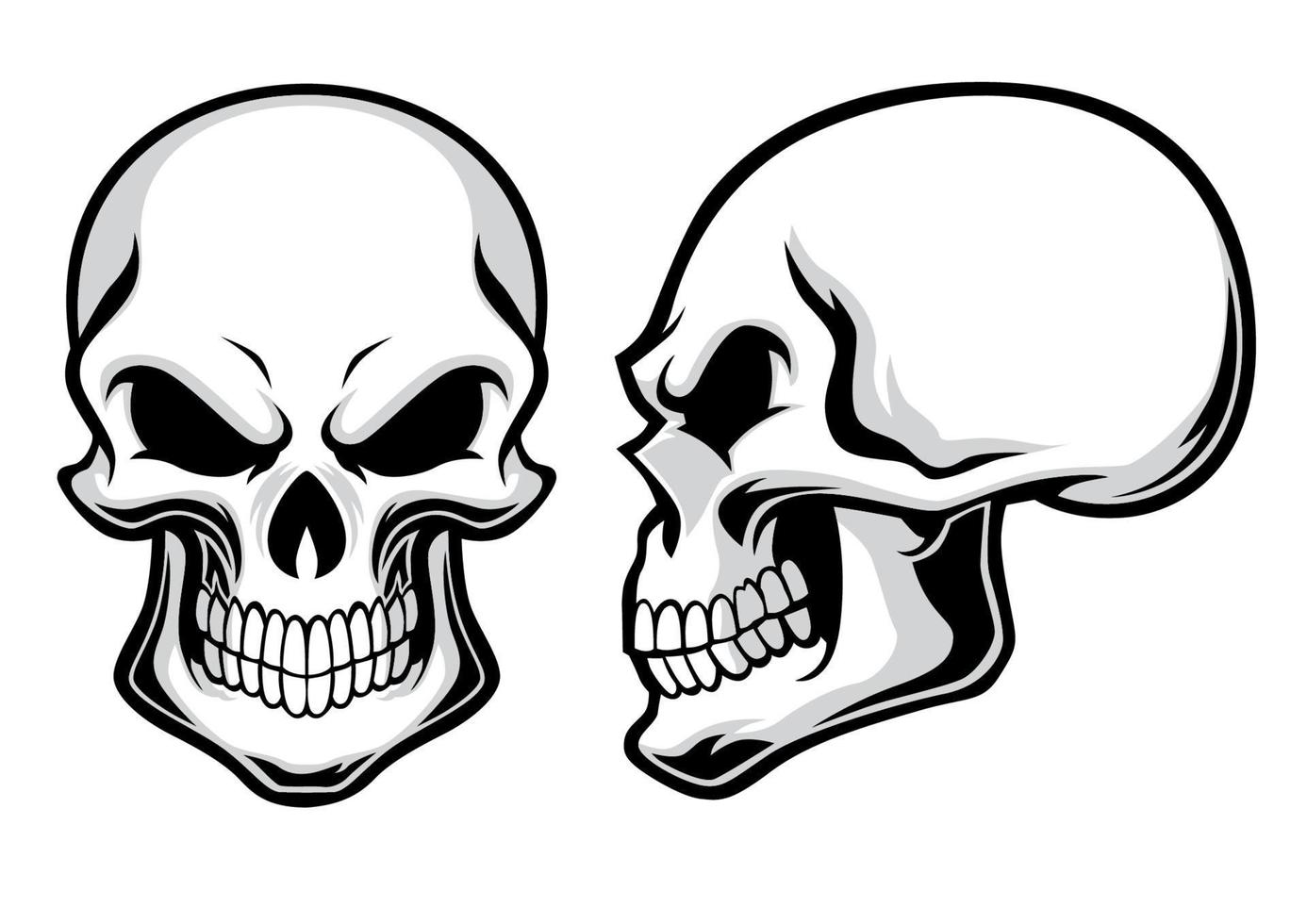 colección de calaveras de dibujos animados en conjunto vector