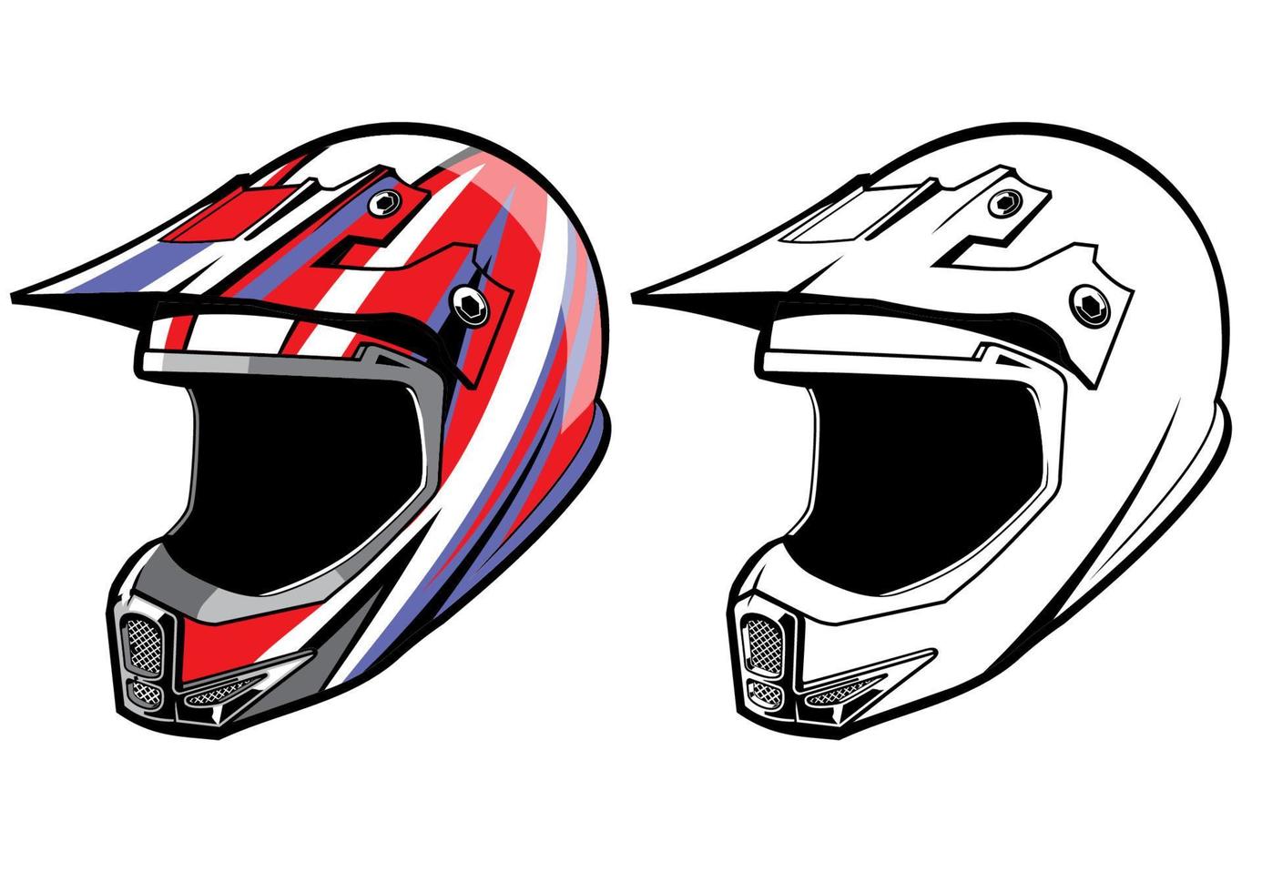 casco de motocross en color y blanco y negro vector