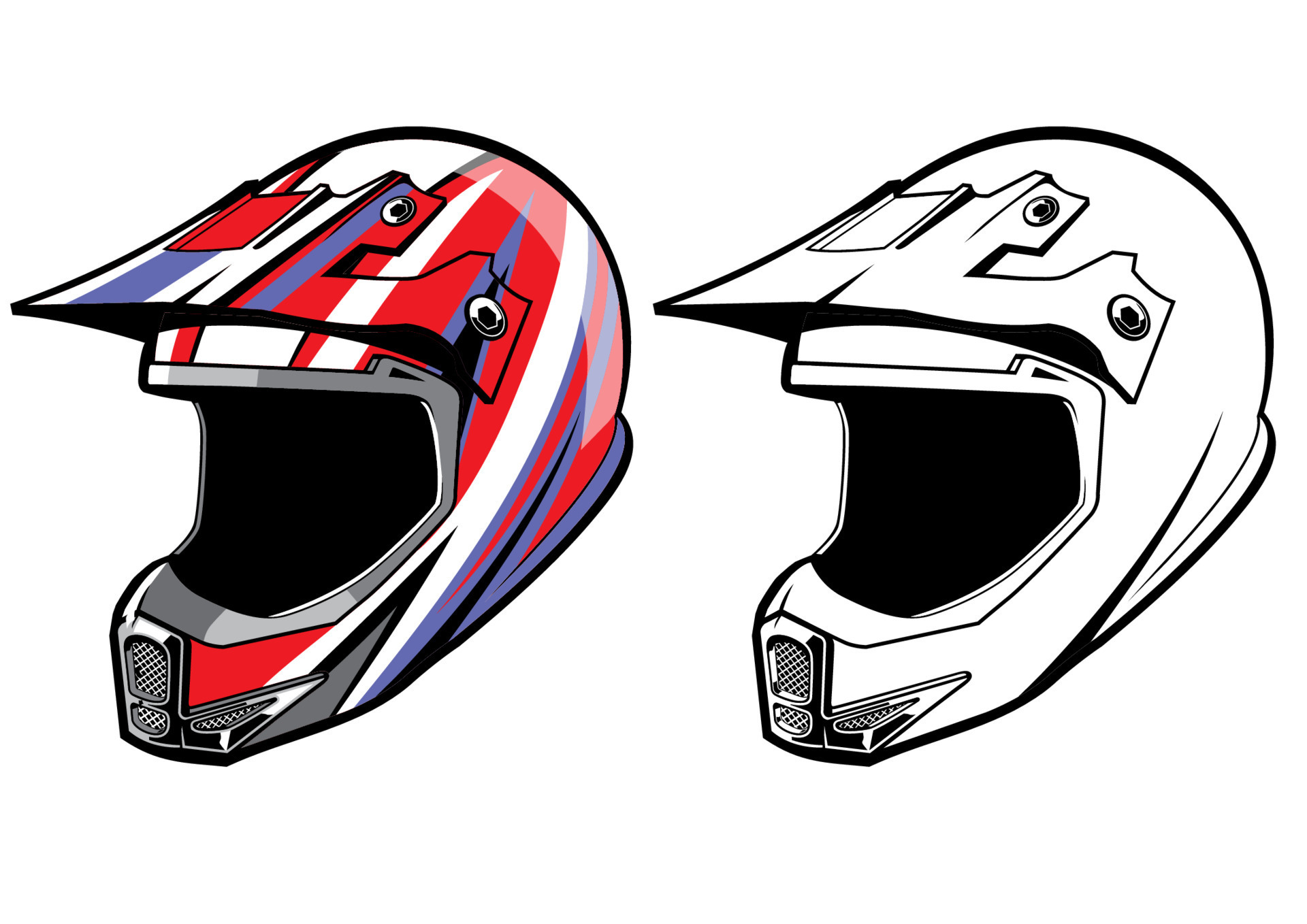 motocross helmet set in color and black and white 18914424 Vector