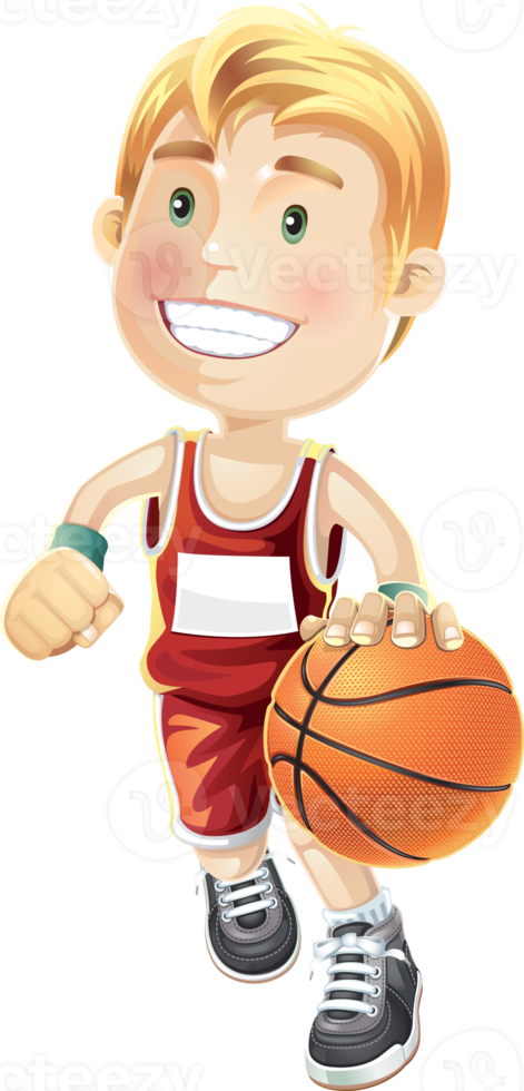 Cartoon boy playing basketball png