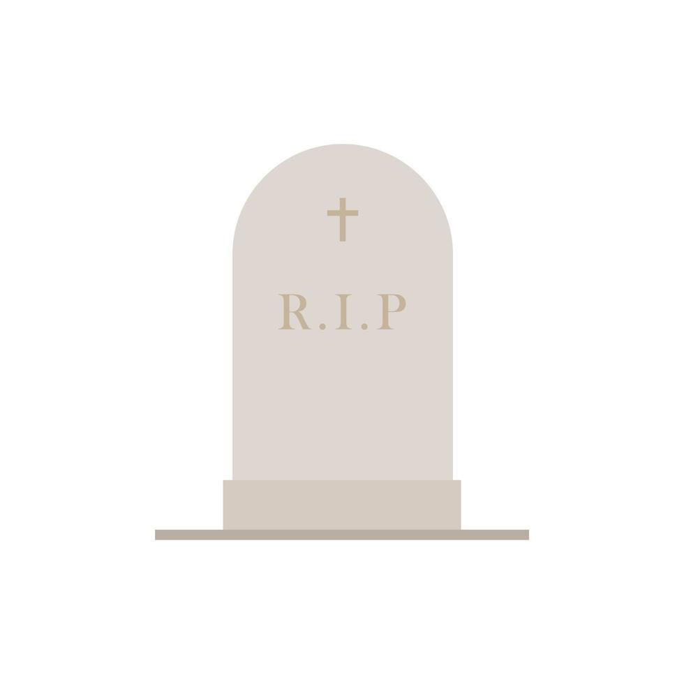 gravestone flat design illustration isolated on white background. tombstone icon for cemetery and graveyard illustration vector