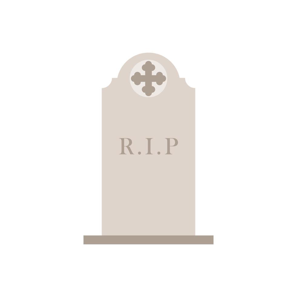 Ilustración de diseño plano de lápida aislado sobre fondo blanco. icono de lápida para ilustración de cementerio y cementerio vector
