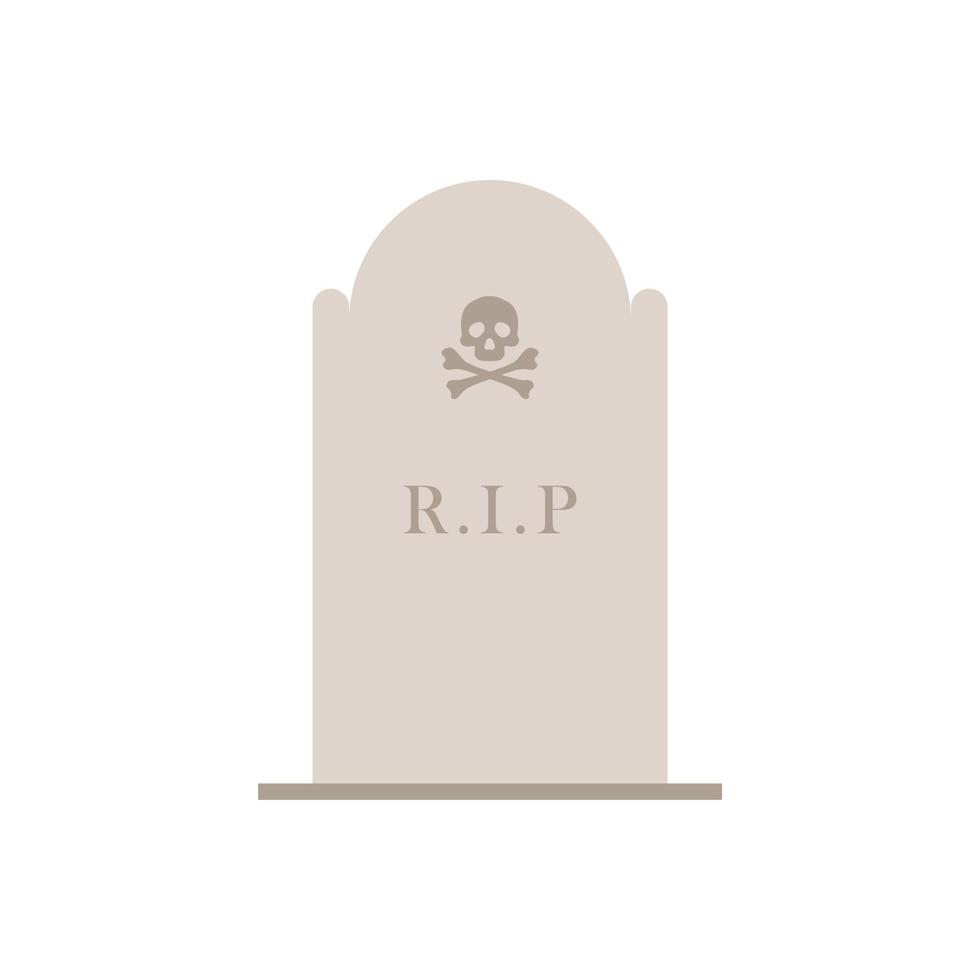 gravestone flat design illustration isolated on white background. tombstone icon for cemetery and graveyard illustration vector