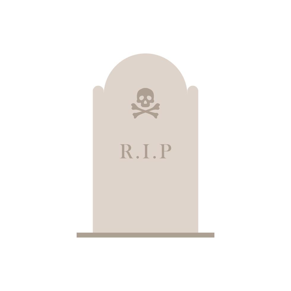 Ilustración de diseño plano de lápida aislado sobre fondo blanco. icono de lápida para ilustración de cementerio y cementerio vector