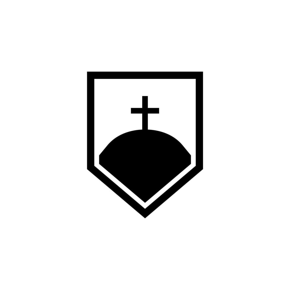 christian cross in hill symbol vector illustration. Calvary Crosses, hill and mountain with holy christian cross logo, church of Catholic in nature landscape .