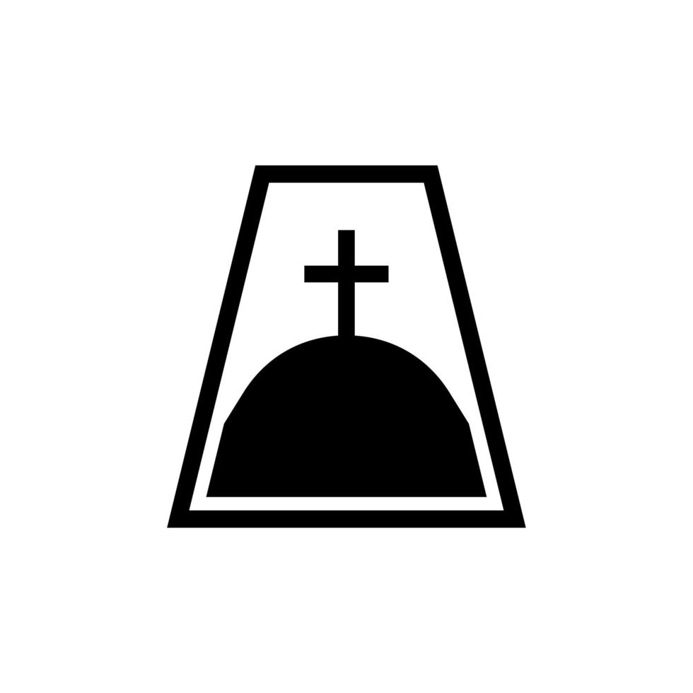 cruz cristiana en la ilustración de vector de símbolo de colina. cruces de calvario, colina y montaña con el logo de la santa cruz cristiana, iglesia católica en el paisaje natural.