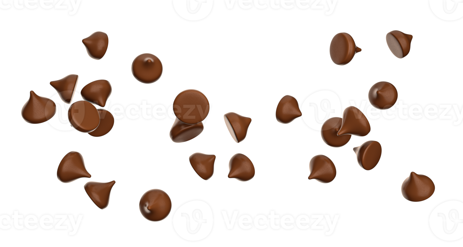 pedaços de chocolate ou gotas, caindo voando isolado png