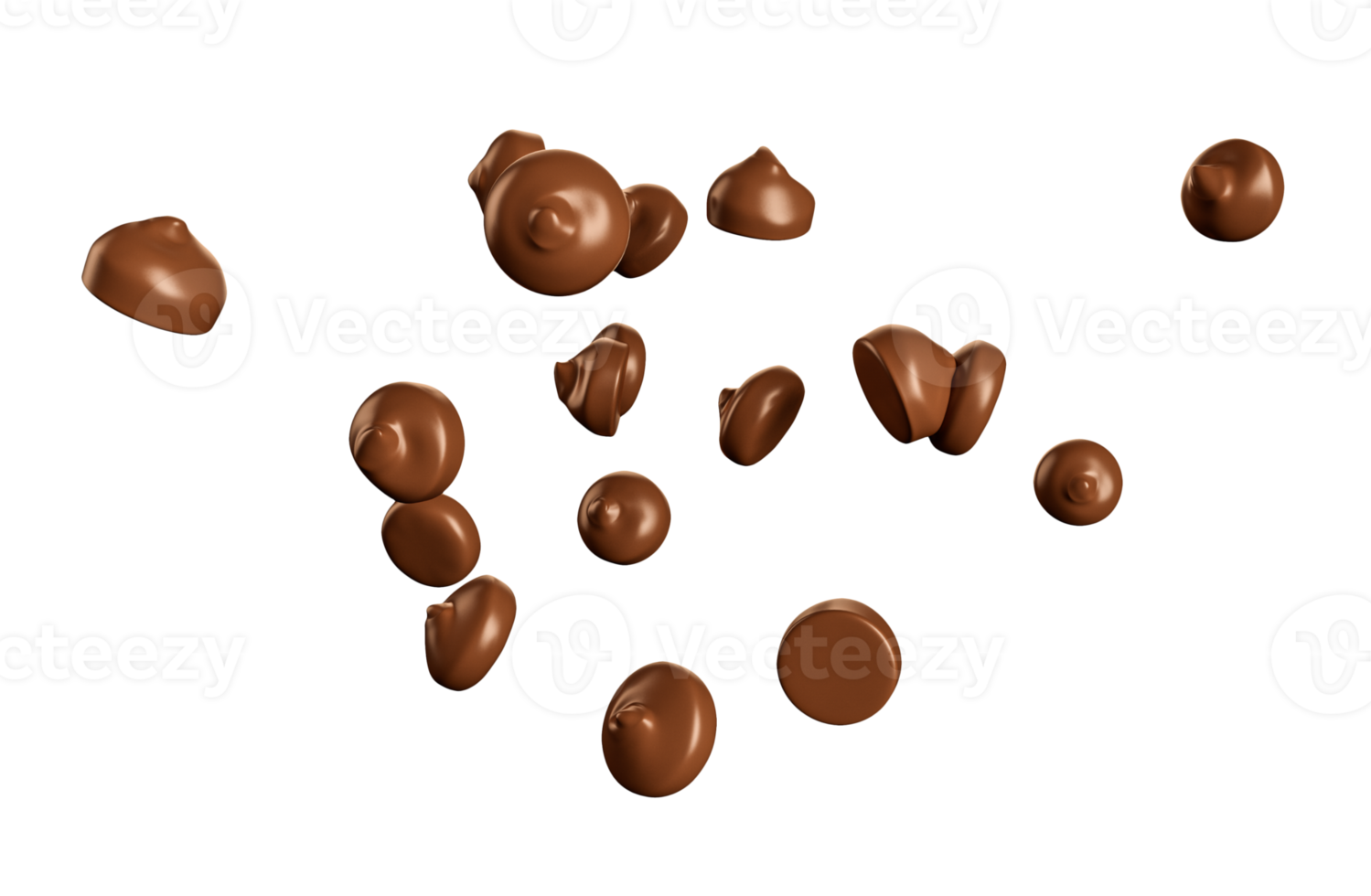 Falling chocolate chip covered cocoa isolated png