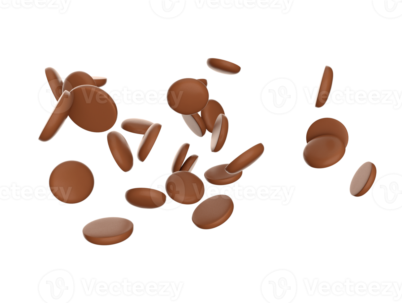 Chocolate chips Falling 3d illustration png
