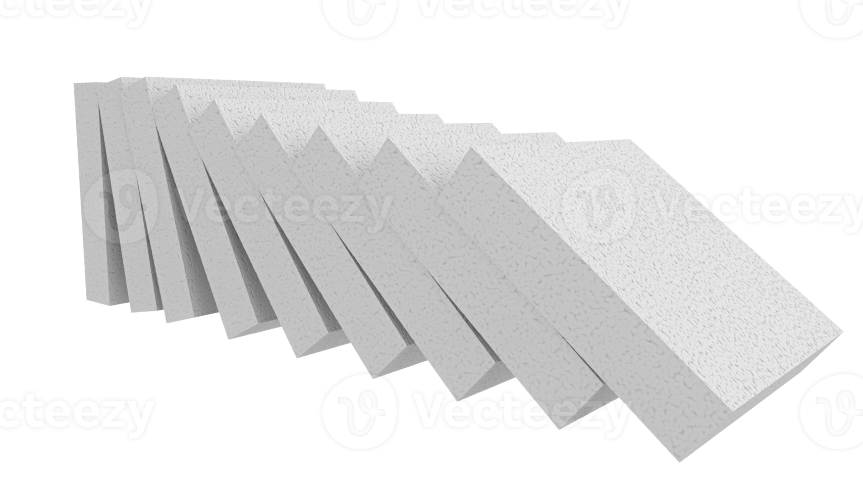 Styrofoam Sheets Stacked Domino effect - 3d illustration png