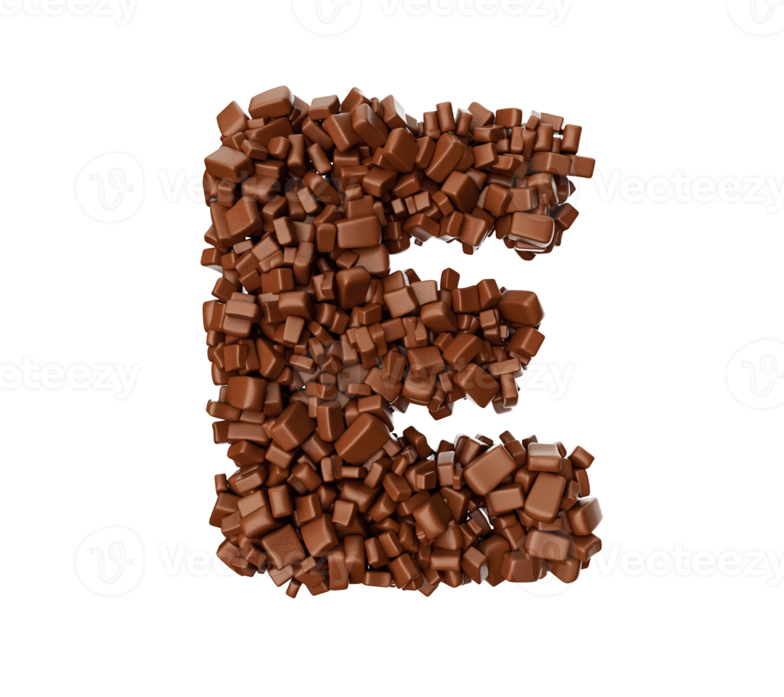 Letter E made of chocolate Chunks Chocolate Pieces Alphabet Letter E png