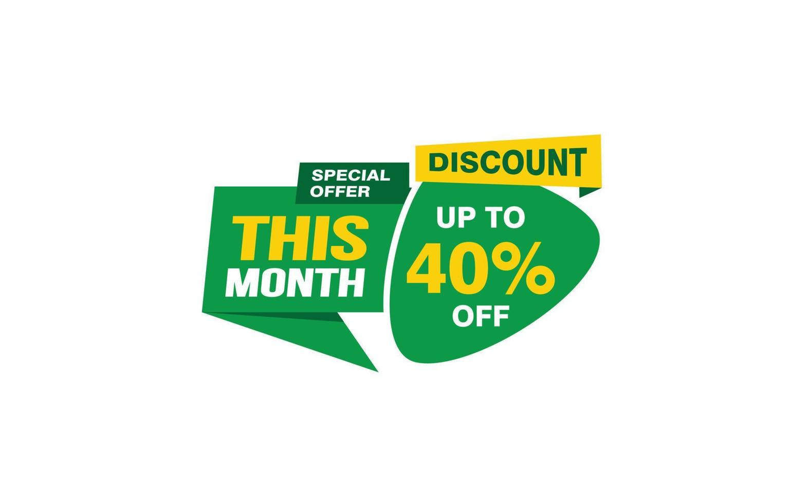 40 Percent THIS MONTH offer, clearance, promotion banner layout with sticker style. vector